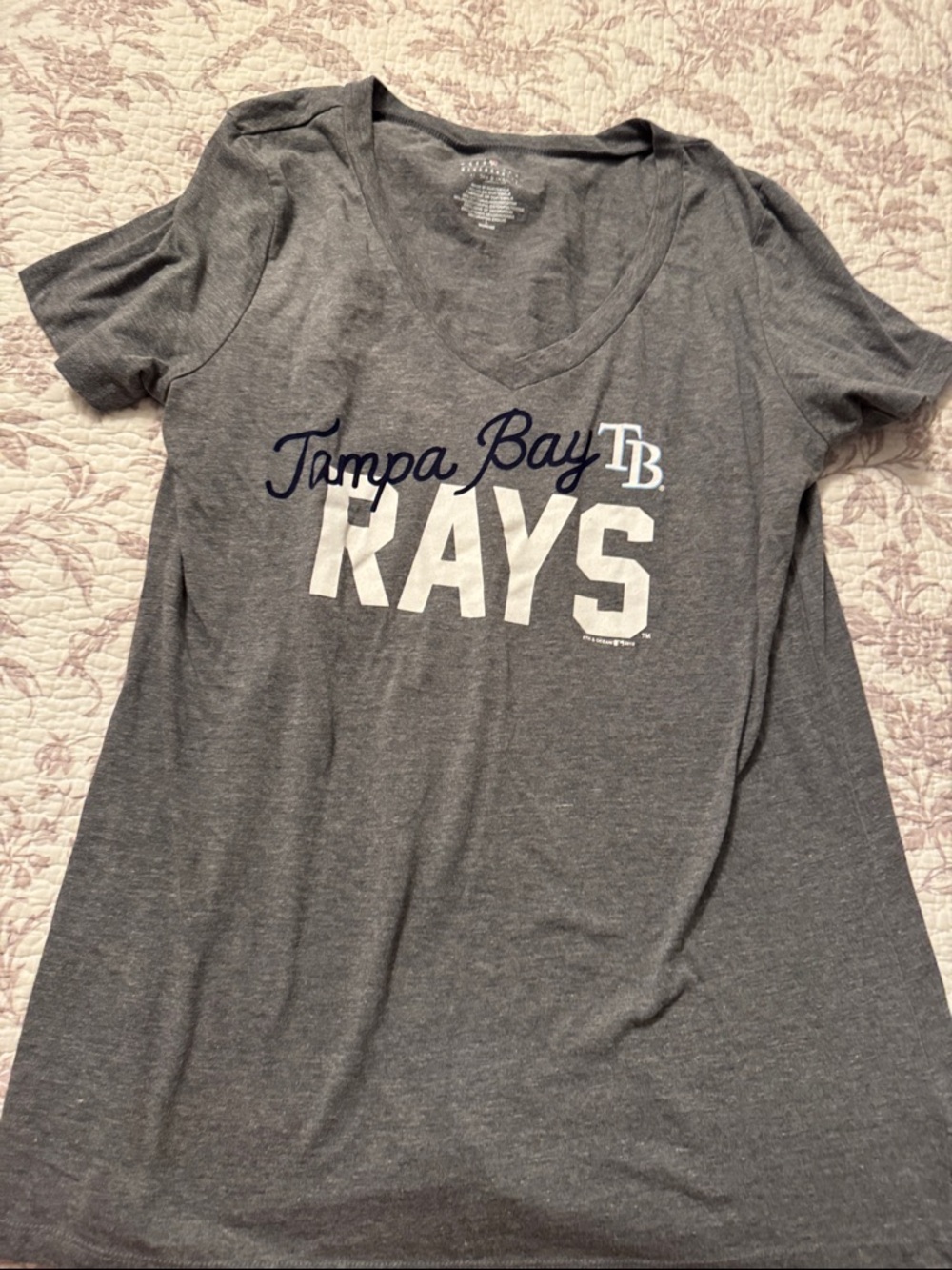 5th & Ocean Gray Women's V-Neck Tee with Team Script